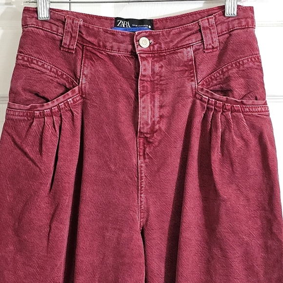 Zara The 80s Collection High Waist Jeans 6 Pink Casual Punk Kidcore Pleats Baggy - Picture 3 of 8